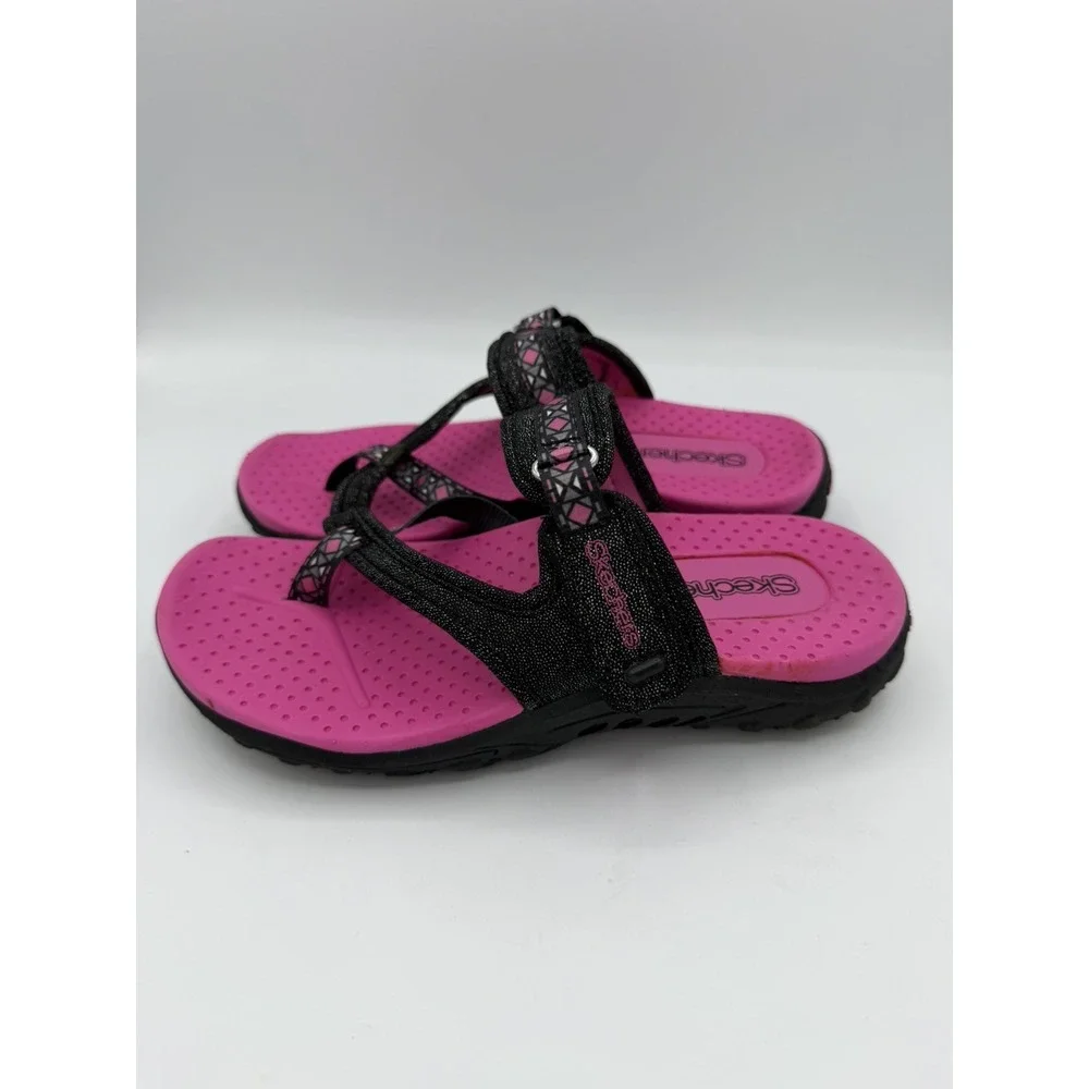 Skechers Reggae Girls Summer Sandals Black/Pink Sandals - Size 13